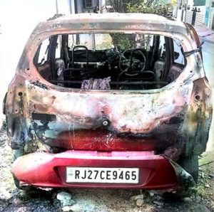 burnt car