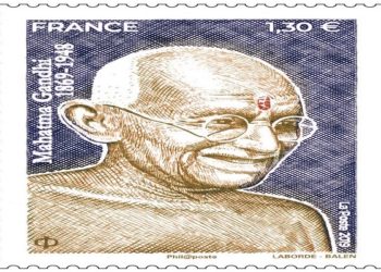 france release postal ticket of mahatma ganghi