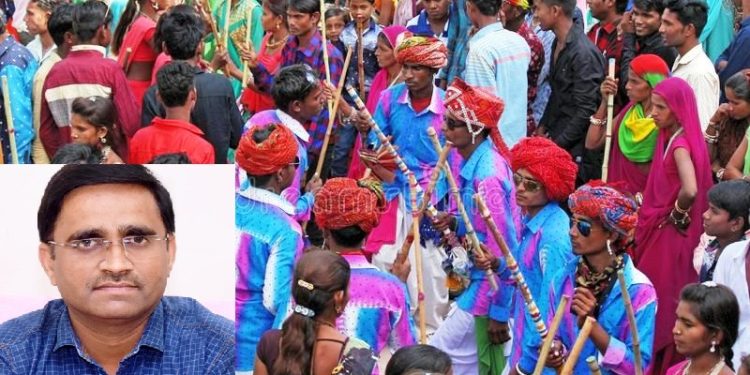 gere dance tribal society holi festival collective tripura sundre temple banswara rajasthan india female men