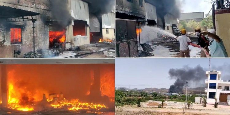 fire in chemical factory ricco industrial area udaipur