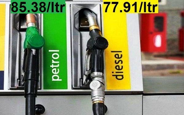 petrol diesel prices hiked continuously from 13 days petrol 85.38 per ltr or diesel on 77.91 per ltr