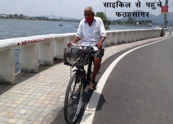 udaipur personality chhaganlal sharma 90 years old everyday drive cycle 3 km home to fatahsagar