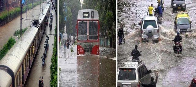 heavy rain in mumbai bus and trains service suspended