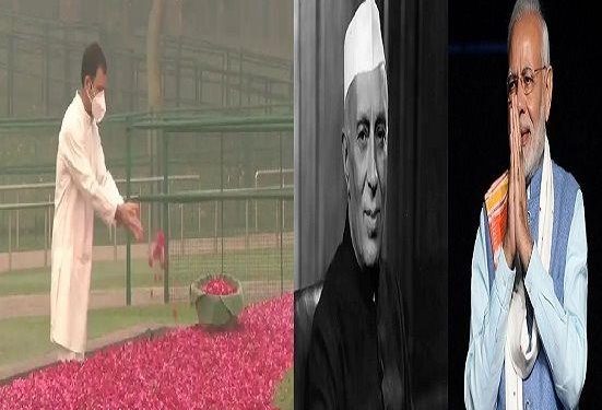 pandit jawahar lal nehru 131th jayanti childrens day pm modi or rahul gandhi pay tribute to nehru