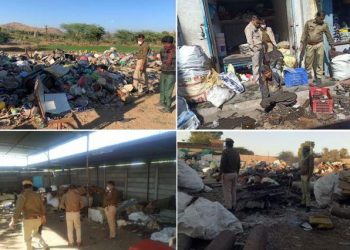police raid on scrap stores shops to stop theft