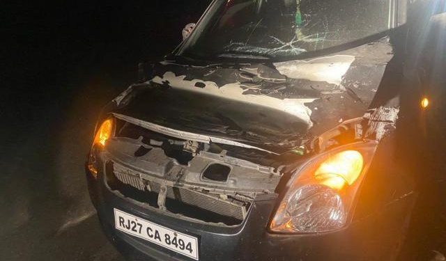 forest officer injured in car or trailer accident in udaipur