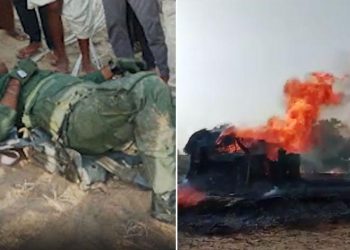 Mig 21 Bison fighter aircraft of the Indian Air Force crashed in barmer rajasthan during sortie