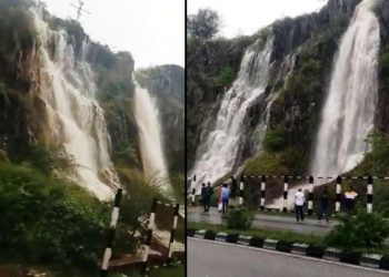 water fall at udaipur pindwara highway after rain