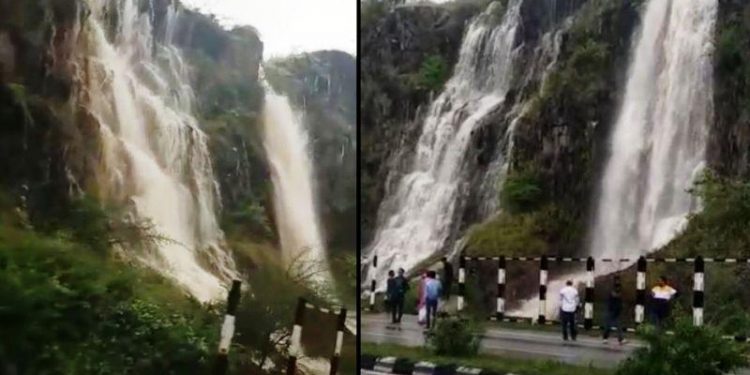 water fall at udaipur pindwara highway after rain