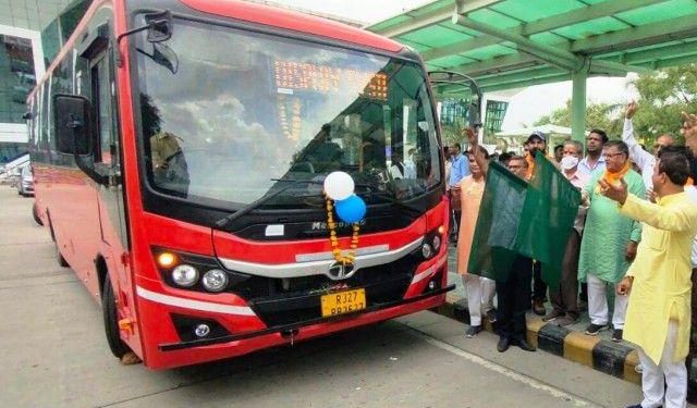 udaipur ac and non ac city buses strats from chetak circle to dabok airport udaipur