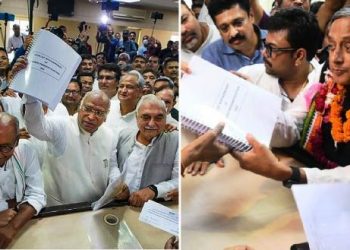 mallikarjun kharge and shashi tharoor files nomination for congress president