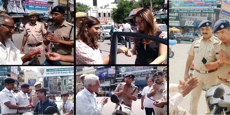 udaipur-police-gandhigiri for traffic