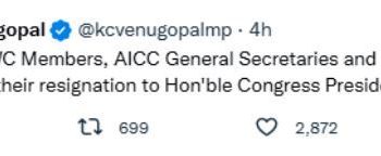 Congress Working Committee members and state incharge resign