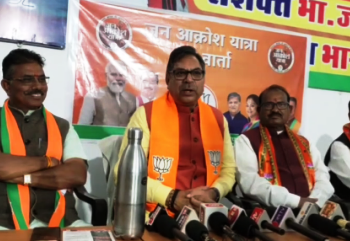 BJP state president Satish Poonia on Dungarpur tour for jan aakrosh rally