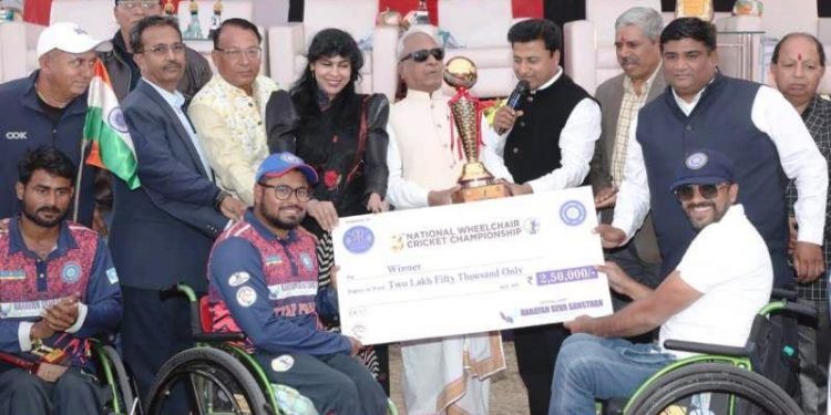 3rd national wheelchair cricket championship 2022 guinness book of world record uttar pradesh team won championship trophy in udaipur