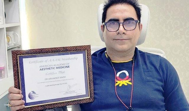 arth group doctor arvinder singh get membership of american association of aesthetic medicine
