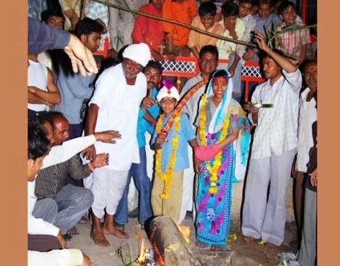 holi festival ritual of two boys marriage in banswara vagad area rajasthan