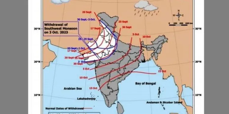 South West Monsoon 2023 withdrawal from Udaipur Division