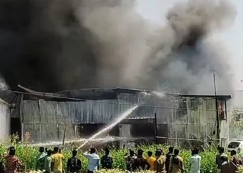 massive fire in cooler godown in udaipur rajasthan