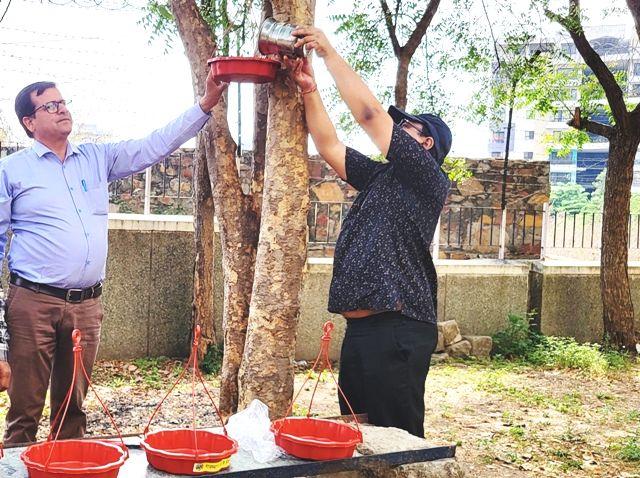 rajasthan samaj seva sansthan udaipur parinda vitran abhiyan epfo office udaipur