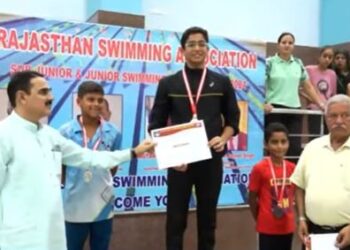 rajasthan sub junior swimming championships 2024 Harshaditya Singh Ranawat from udaipur creats new record