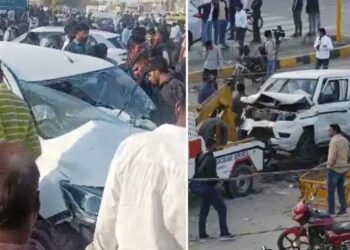 सीएम के काफिले में रॉन्ग साइड से घुसी टैक्सी कार ने काफिले की दो गाड़ियों को मारी टक्कर, 5 पुलिसकर्मी घायल