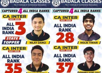 Badala Classes student secured 3rd All India Rank in CA Inter Badala Classes udaipur