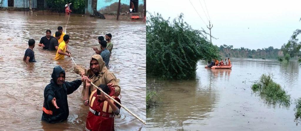 SDRF teams are rescuing the affected people Heavy rain in many places in Rajasthan