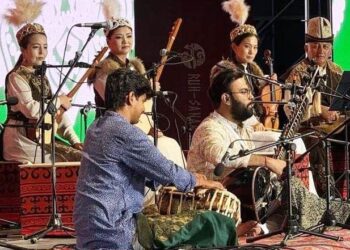 Gopesh kumar from udaipur represent India in Kyrgyzstan perform on sitar playing