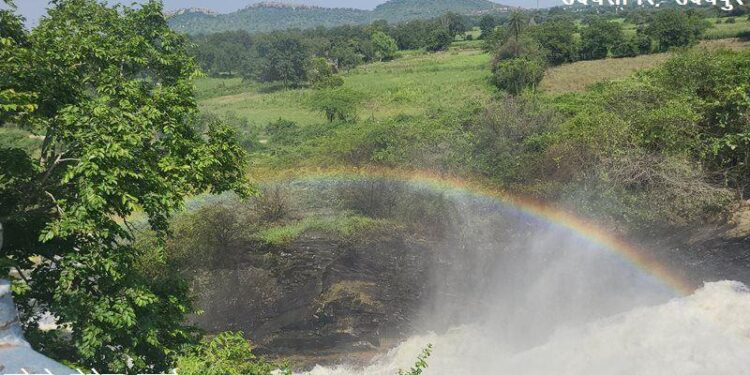 rainbow shown in udaisagar udaipur very heavy rain