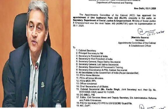 Rajasthan Chief Secretary Sudhansh Pant has been reassigned to the Delhi government on deputation