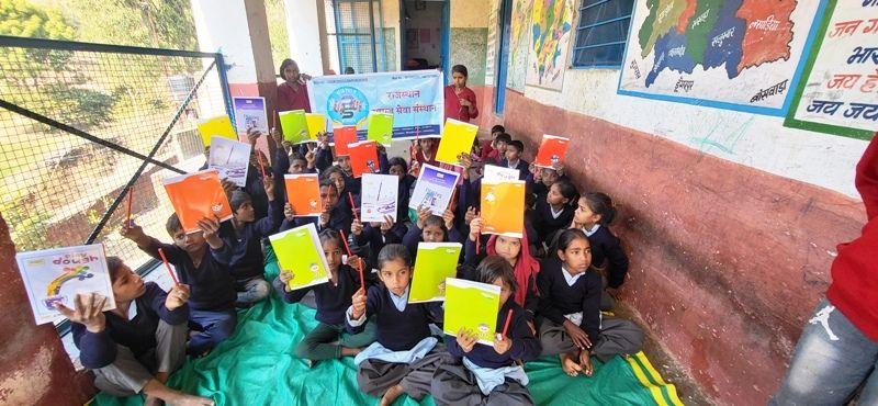 rajasthan samaj seva sansthan udaipur sweater and stationary distribution in wadi ghati school girwa block