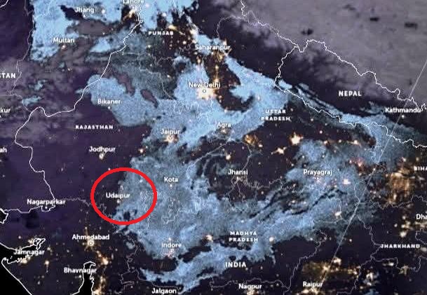 Fog in Udaipur and several other places in Rajasthan.