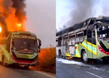 sleeper bus fire in udaipur banswara highway