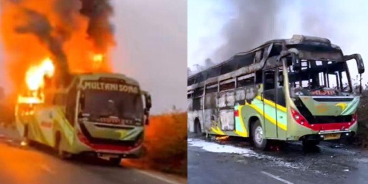 sleeper bus fire in udaipur banswara highway