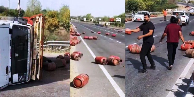 udaipur LPG crisis LPG cylinder truck overturned in kishangadh