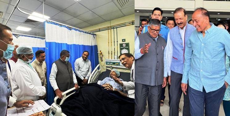 Governor gulab chand kataria meets BJP Leader admitted in GBH Hospital bedwas udaipur - Copy