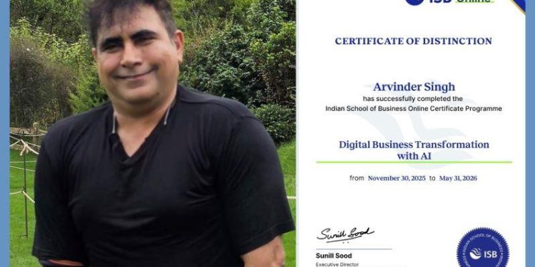 dr-arvinder-singh-ai-certification-isb-hyderabad-99-percent-marks