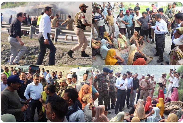 amarnath yatra bus fire in ramban pilgrims safe from Salumber udaipur rajasthan