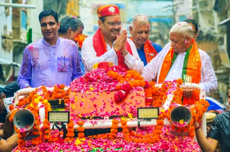 CM Bhajanlal Sharma road shows in Udaipur and Bhilwara