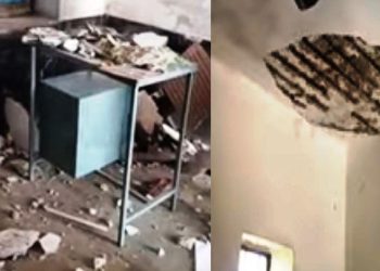 Three children were injured after ceiling plaster fell during class at Rajkiya Prathmik Vidyalaya Narda in Bhinder, Udaipur
